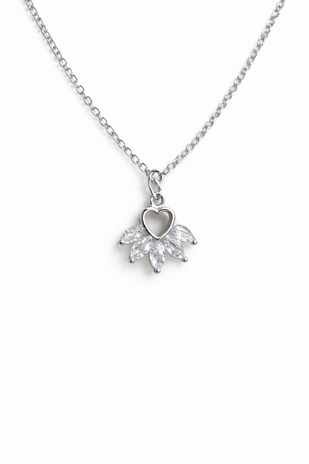 Silver Heart Crystal Pendant Necklace for Women | Luvina