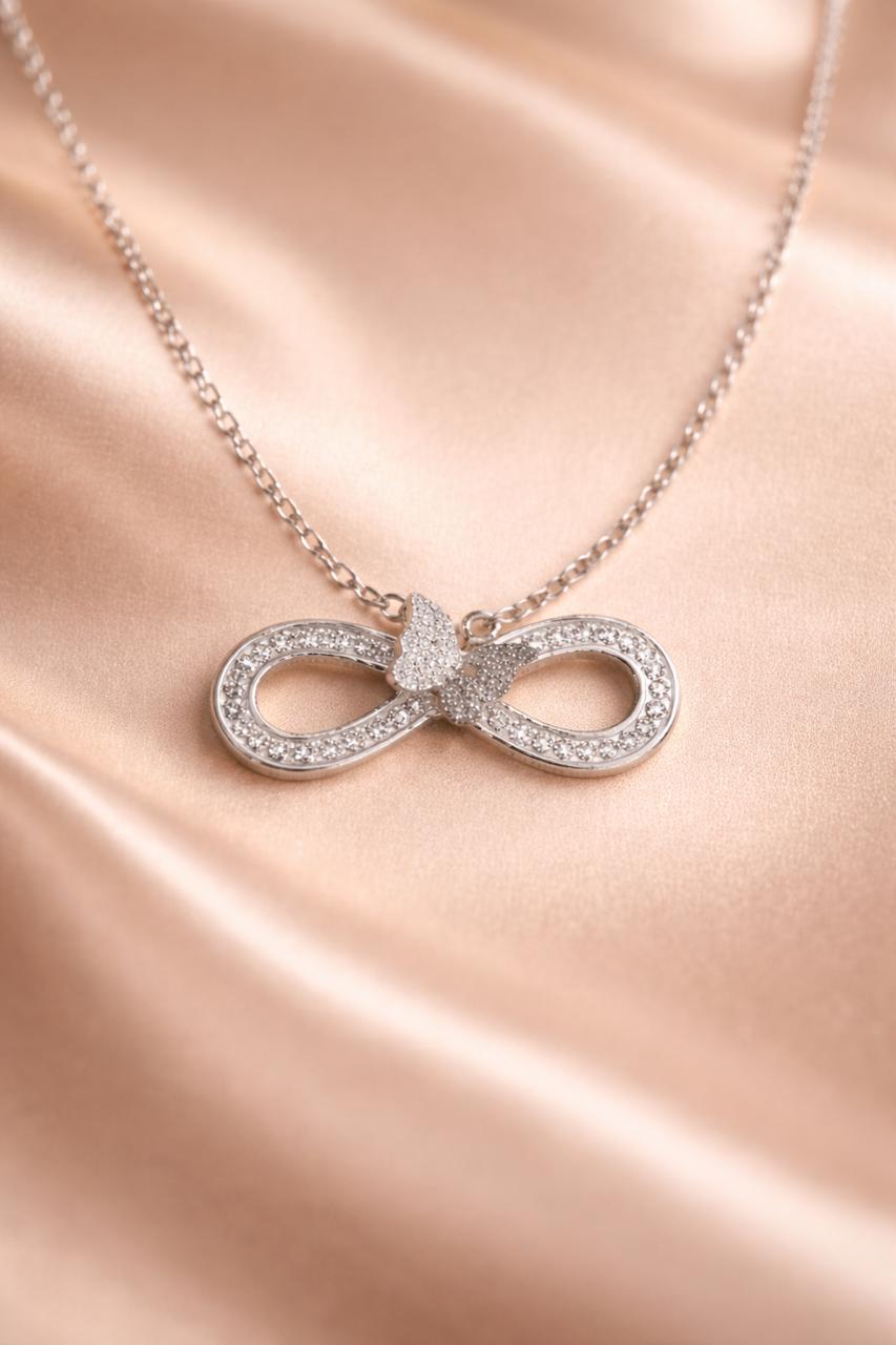 Silver infinity butterfly pendant necklace for women by Luvina