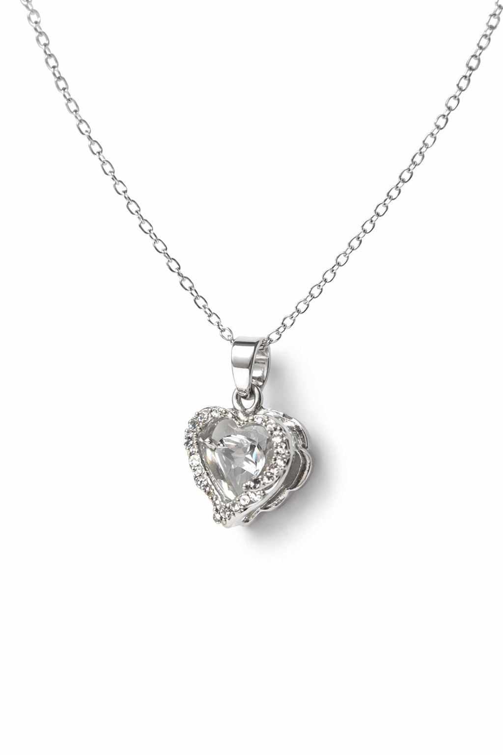 925 sterling silver heart crystal pendant necklace for women